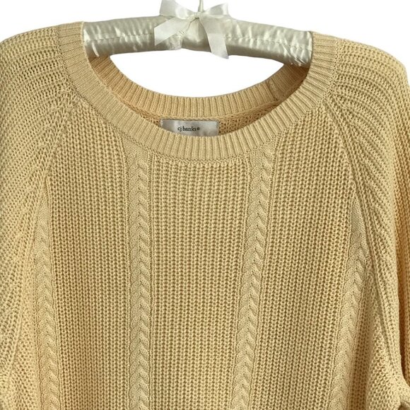 CJ Banks Plus Sz 2X Butter Yellow Cable Knit Pullover Sweater Long Sleeve Cotton - Picture 6 of 11